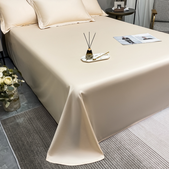 91家纺网 家纺一手货源 找家纺 （总）秀色2025新款50支贡缎纯色双拼四件套长绒棉-单床单