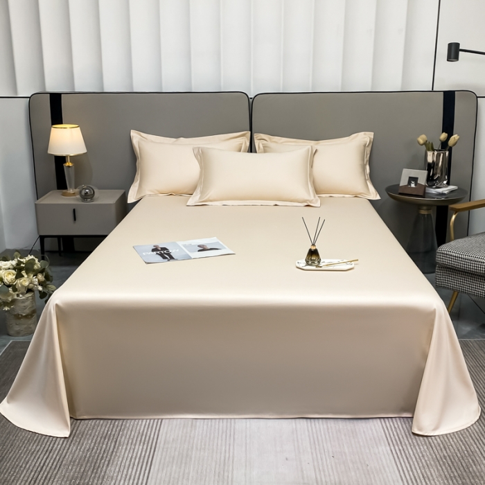 91家纺网 家纺一手货源 找家纺 （总）秀色2025新款50支贡缎纯色双拼四件套长绒棉-单床单