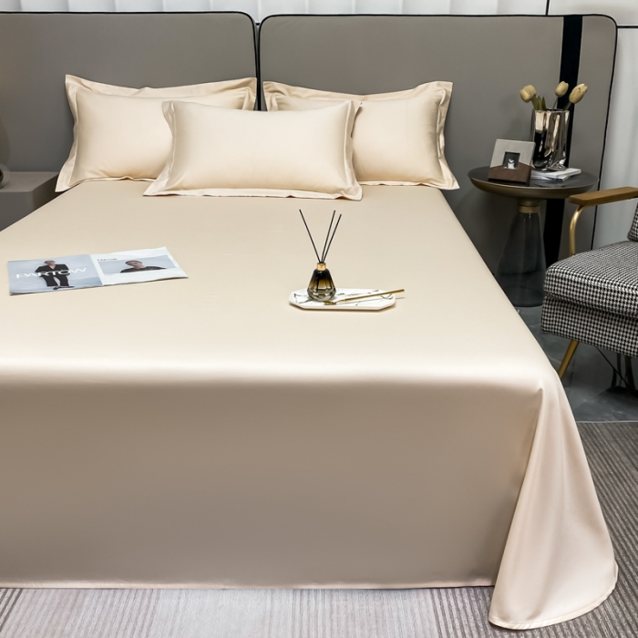 91家纺网 家纺一手货源 找家纺 （总）秀色2025新款50支贡缎纯色双拼四件套长绒棉-单床单