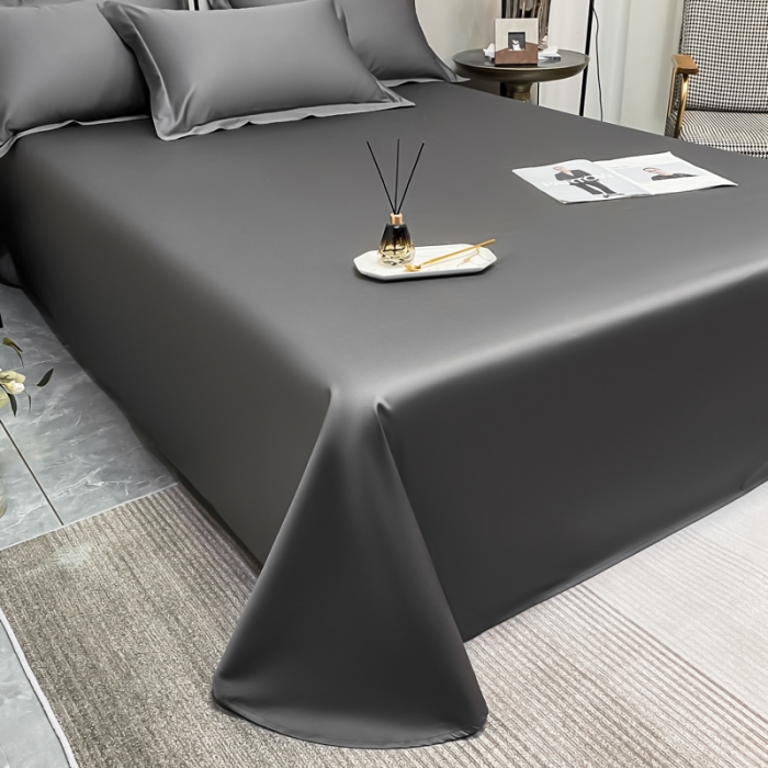 91家纺网 家纺一手货源 找家纺 秀色2025新款100支纯色双拼四件套长绒棉单床单莫奈帝王灰