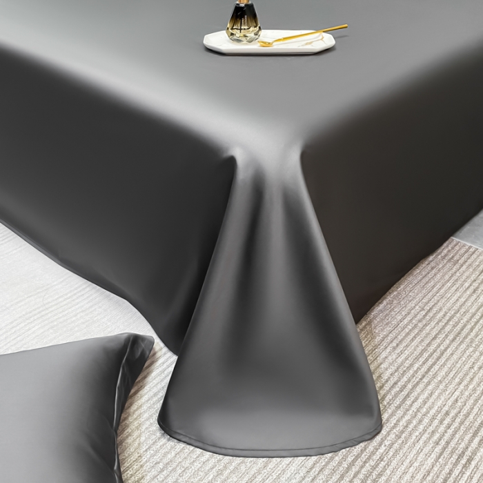 91家纺网 家纺一手货源 找家纺 秀色2025新款100支纯色双拼四件套长绒棉单床单莫奈帝王灰