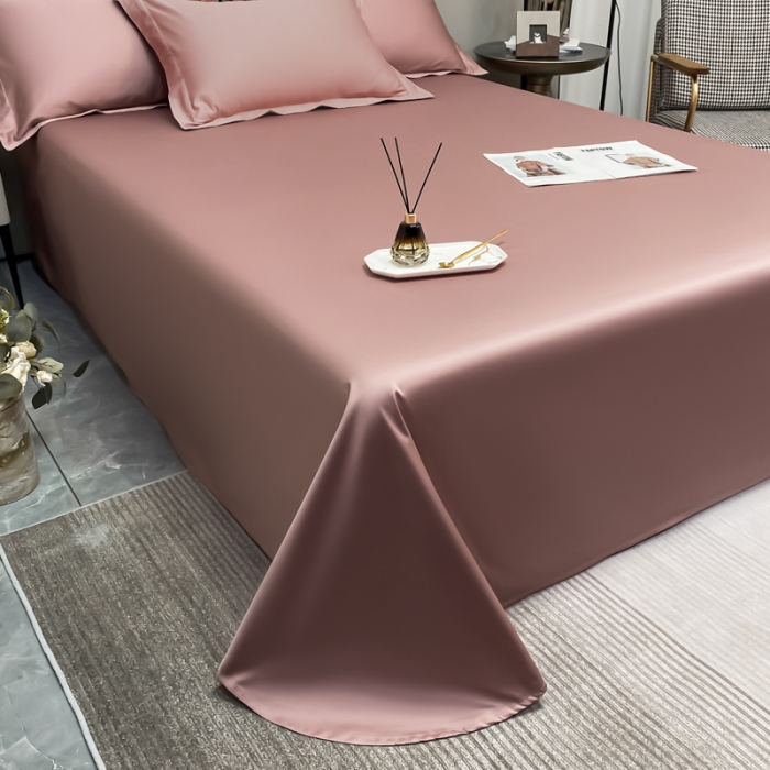 91家纺网 家纺一手货源 找家纺 秀色2025新款100支纯色双拼四件套长绒棉单床单莫奈琳蕴褚