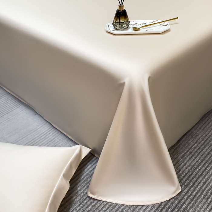 91家纺网 家纺一手货源 找家纺 秀色2025新款100支纯色双拼四件套长绒棉单床单莫奈奶昔白