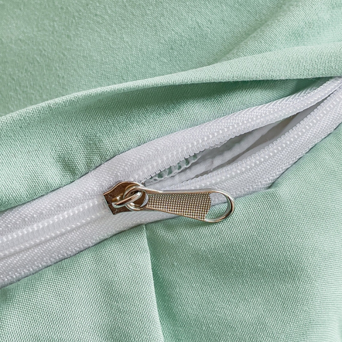 91家纺网 家纺一手货源 找家纺 金米诺 2022新款亲肤水洗磨毛床裙款四件套-心之恋 薄荷绿