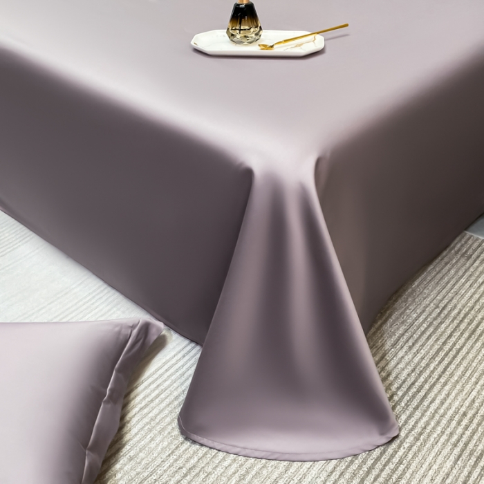 91家纺网 家纺一手货源 找家纺 秀色2025新款100支纯色双拼四件套长绒棉单床单莫奈香芋紫