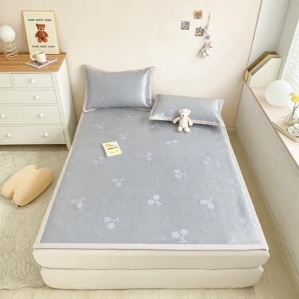 91家纺网 家纺一手货源 找家纺 川悦生活 2022新款色织提花900D冰藤席三件套 小樱桃蓝