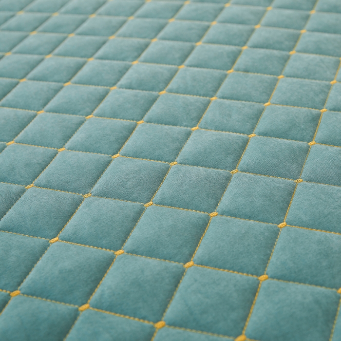 91家纺网 家纺一手货源 找家纺 屹成家纺 2024新款天竺棉夹棉床裙 孔雀绿