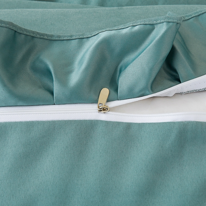 91家纺网 家纺一手货源 找家纺 屹成家纺 2024新款天竺棉夹棉床裙 孔雀绿