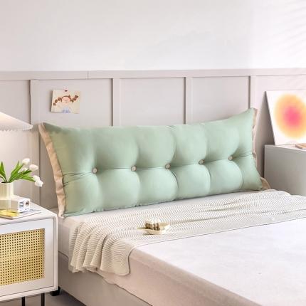 91家纺网 家纺一手货源 找家纺 一兰 新款夏凉冰丝床头靠垫可拆洗大靠背双人抱枕优妮花边靠枕 清豆绿