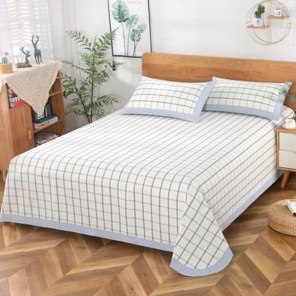 91家纺网 家纺一手货源 找家纺 恋尚羽 2025新款加厚纯棉老粗布凉席三件套 艾格-蓝