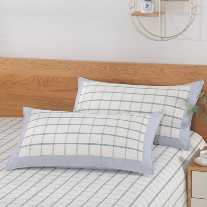 91家纺网 家纺一手货源 找家纺 恋尚羽 2025新款加厚纯棉老粗布凉席三件套 艾格-蓝