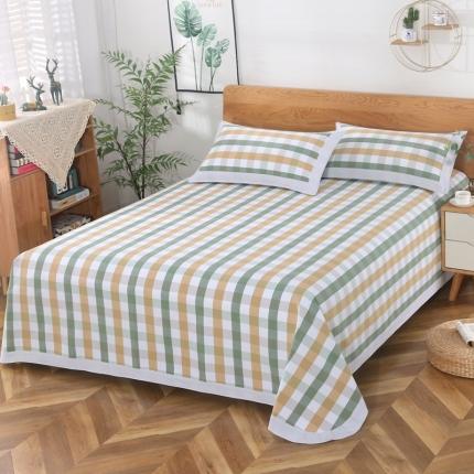 91家纺网 家纺一手货源 找家纺 恋尚羽 2025新款加厚纯棉老粗布凉席三件套 爱绿格