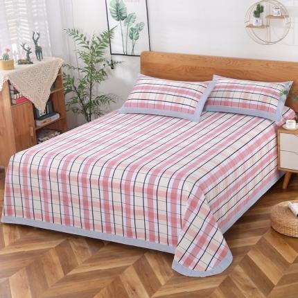 91家纺网 家纺一手货源 找家纺 恋尚羽 2025新款加厚纯棉老粗布凉席三件套 贝奇-粉