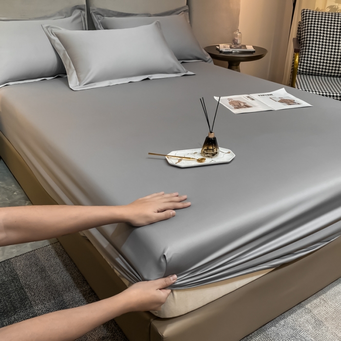 91家纺网 家纺一手货源 找家纺 (总) 秀色 2025新款50支贡缎长绒棉纯色单床笠单件