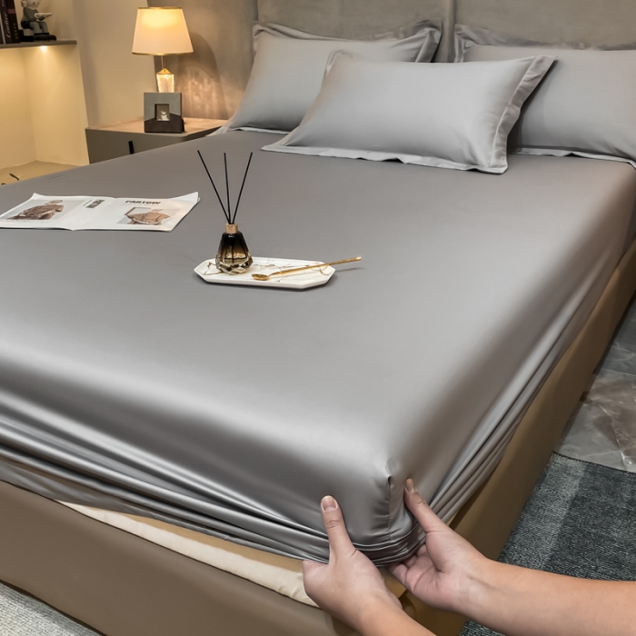 91家纺网 家纺一手货源 找家纺 (总) 秀色 2025新款50支贡缎长绒棉纯色单床笠单件