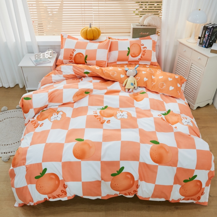 91家纺网 家纺一手货源 找家纺 乐居坊 2022新款芦荟棉花型宿舍床 格子橙