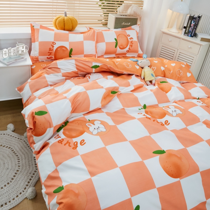 91家纺网 家纺一手货源 找家纺 乐居坊 2022新款芦荟棉花型宿舍床 格子橙