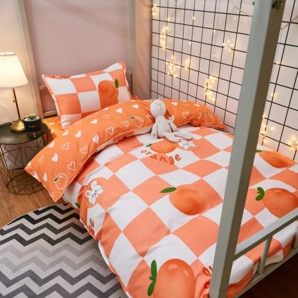 91家纺网 家纺一手货源 找家纺 乐居坊 2022新款芦荟棉花型宿舍床 格子橙