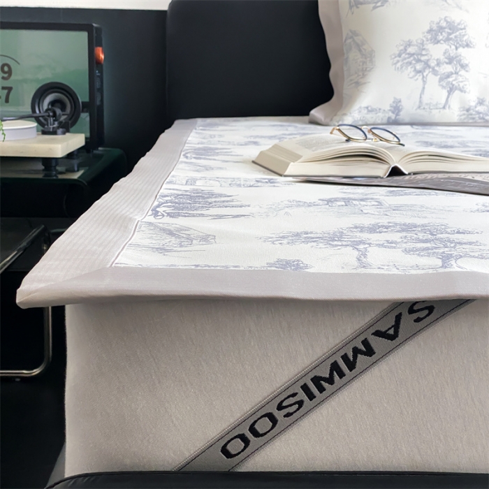 91家纺网 家纺一手货源 找家纺 三味舒屋 2025新款西西里印花冰丝席-床席款实拍2 西西里灰