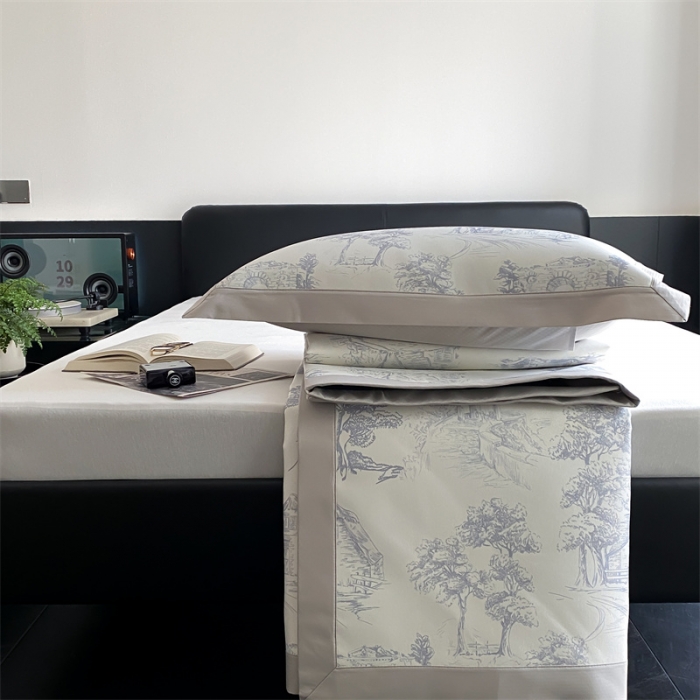 91家纺网 家纺一手货源 找家纺 三味舒屋 2025新款西西里印花冰丝席-床席款实拍2 西西里灰