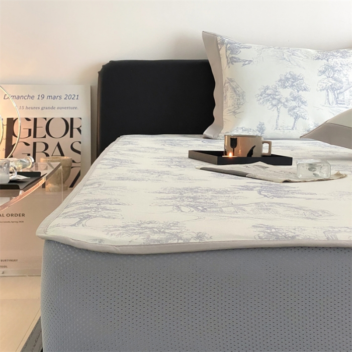 91家纺网 家纺一手货源 找家纺 三味舒屋 2025新款西西里印花冰丝席-床笠款实拍2 西西里灰色