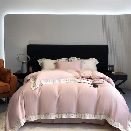 91家纺网 家纺一手货源 找家纺 （总）馨蕊 2022新款80S兰精天丝刺绣四件套-米拉