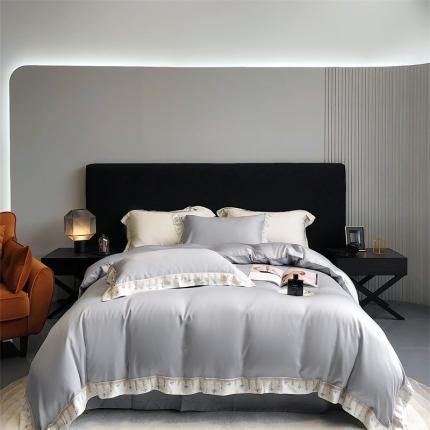 91家纺网 家纺一手货源 找家纺 （总）馨蕊 2022新款80S兰精天丝刺绣四件套-米拉