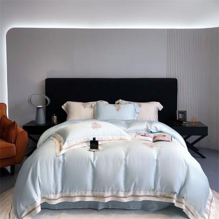 （总）馨蕊 2022新款80S兰精天丝刺绣四件套-蜜恋