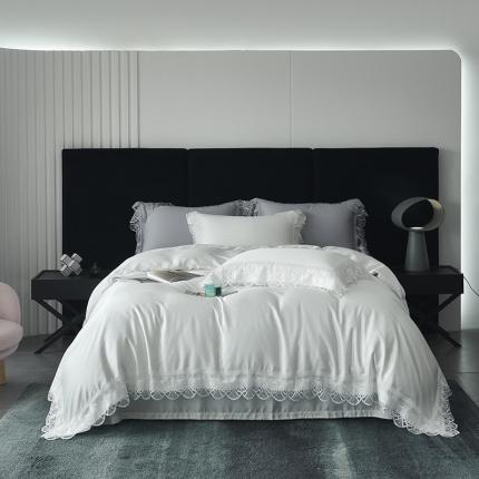 91家纺网 家纺一手货源 找家纺 时亿 2022新款100S天丝四件套 露娜-蜜合白