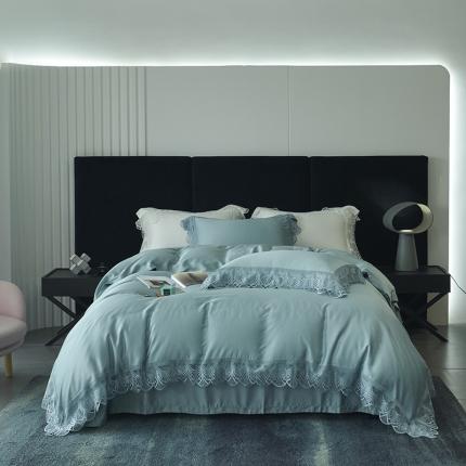 91家纺网 家纺一手货源 找家纺 时亿 2022新款100S天丝四件套 露娜-甜豆绿