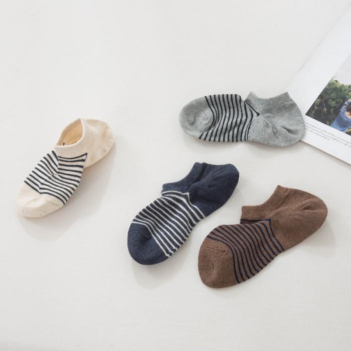 91家纺网 家纺一手货源 找家纺 【男士条纹船袜】男士船袜良品隐形袜条纹棉袜学生透气吸汗男款袜子新