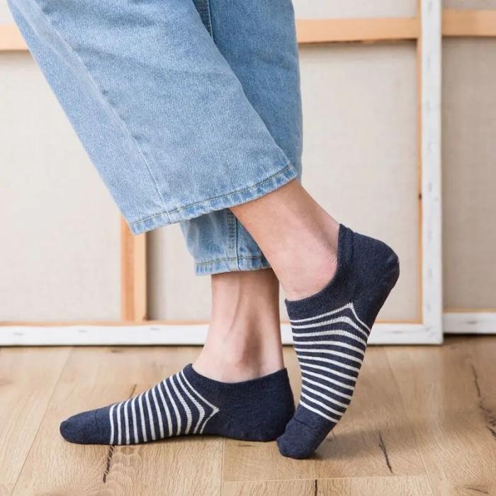91家纺网 家纺一手货源 找家纺 【男士条纹船袜】男士船袜良品隐形袜条纹棉袜学生透气吸汗男款袜子新