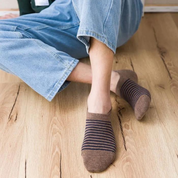 91家纺网 家纺一手货源 找家纺 【男士条纹船袜】男士船袜良品隐形袜条纹棉袜学生透气吸汗男款袜子新