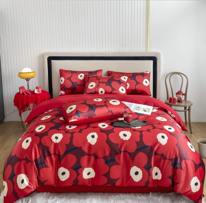 91家纺网 家纺一手货源 找家纺 用心 2022新款家居数码印花婚庆四件套 维尼