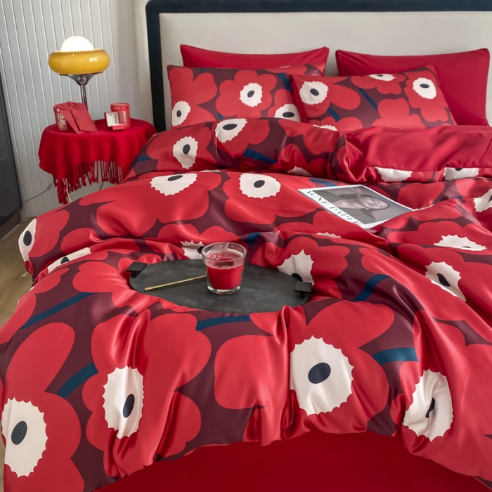 91家纺网 家纺一手货源 找家纺 用心 2022新款家居数码印花婚庆四件套 维尼