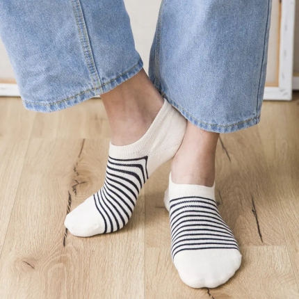 91家纺网 家纺一手货源 找家纺 【男士条纹船袜】男士船袜良品隐形袜条纹棉袜学生透气吸汗男款袜子新