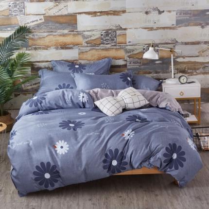 91家纺网 家纺一手货源 找家纺 曼璐家纺 2025新款芦荟棉床笠四件套 梦中花-灰