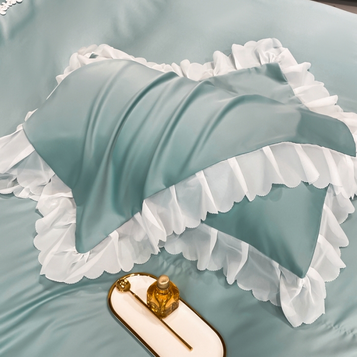 91家纺网 家纺一手货源 找家纺 狂想家 2025新款曲奇水洗真丝系列四件套 曲奇豆绿