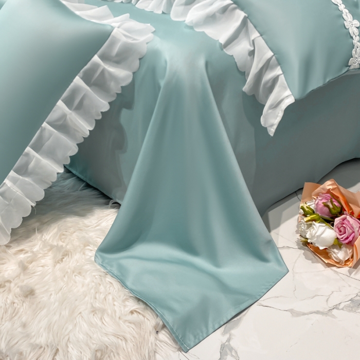 91家纺网 家纺一手货源 找家纺 狂想家 2025新款曲奇水洗真丝系列四件套 曲奇豆绿