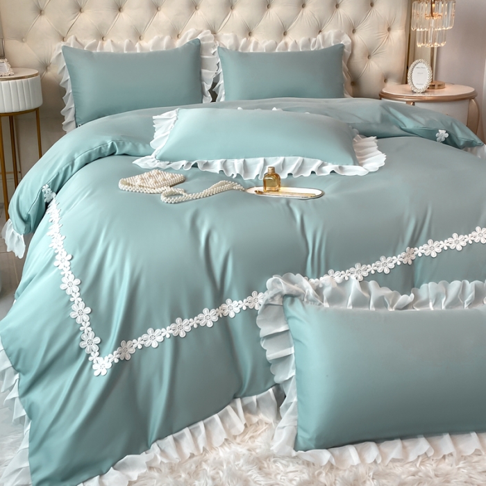 91家纺网 家纺一手货源 找家纺 狂想家 2025新款曲奇水洗真丝系列四件套 曲奇豆绿