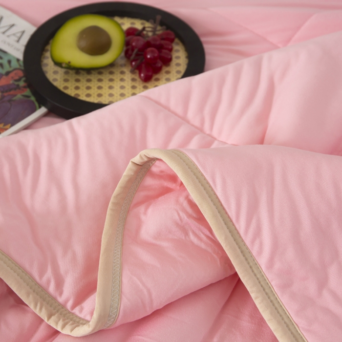 91家纺网 家纺一手货源 找家纺 一条棉被 2022新款针织棉夏被 粉色