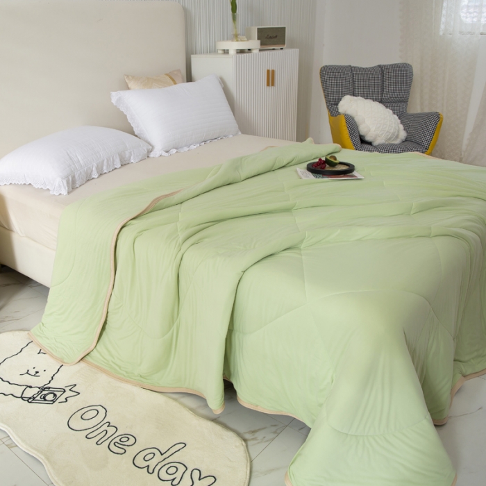 91家纺网 家纺一手货源 找家纺 一条棉被 2022新款针织棉夏被 果绿