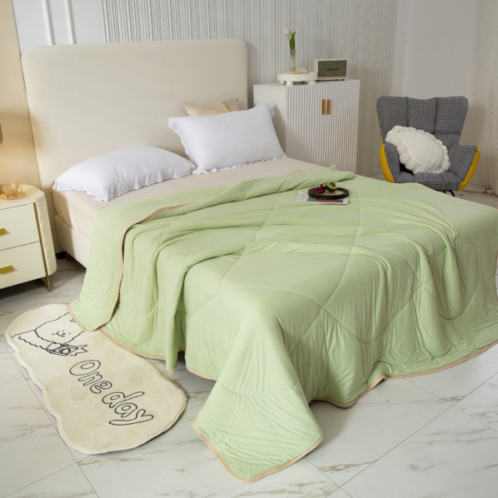 91家纺网 家纺一手货源 找家纺 一条棉被 2022新款针织棉夏被 果绿