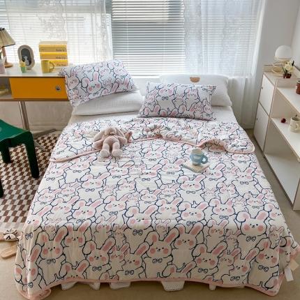 91家纺网 家纺一手货源 找家纺 （总）昔可 2022新款卡通包边牛奶丝针织夏被