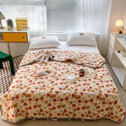 91家纺网 家纺一手货源 找家纺 昔可 2022新款包边牛奶丝针织夏被 夏日玫瑰