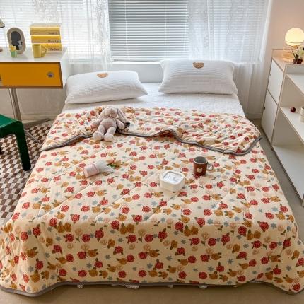 昔可 2022新款包边牛奶丝针织夏被 夏日玫瑰