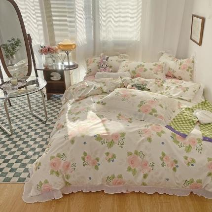 91家纺网 家纺一手货源 找家纺 （总）花伞 2022年新款韩版温柔小碎花木耳锦棉四件套系列