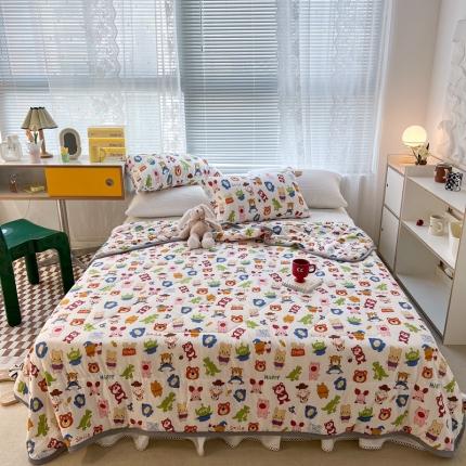 昔可 2022新款包边牛奶丝针织夏被 小乐园