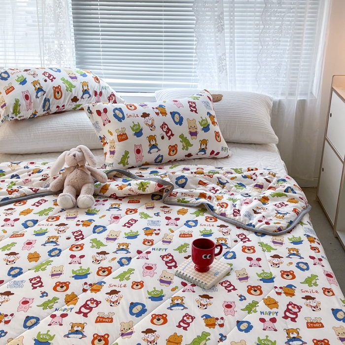 91家纺网 家纺一手货源 找家纺 昔可 2022新款包边牛奶丝针织夏被 小乐园