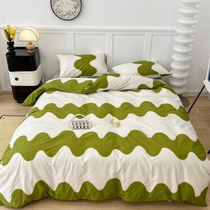 （总）昔可 2022新款全棉简约波纹系列四件套